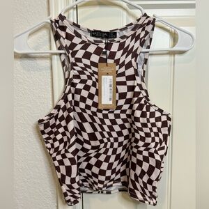 NWT Nasty Gal Checkerboard Crop Tank US Size 6